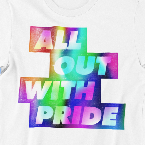 All Out with Pride color burst logo